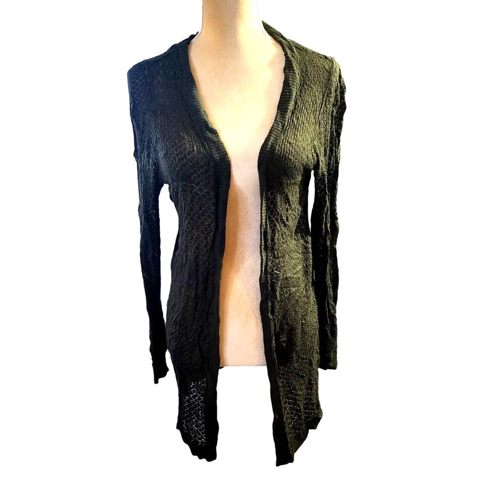 Torrid Women's Army Green Crochet Knit Tunic Sweater Cardigan Plus Size OO